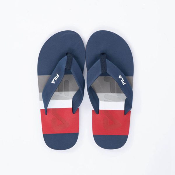 Slides Fila Homem Vermelhas/Azul Marinho/Branco - Fila Stefano Outlet Portugal,BHLJ-49736